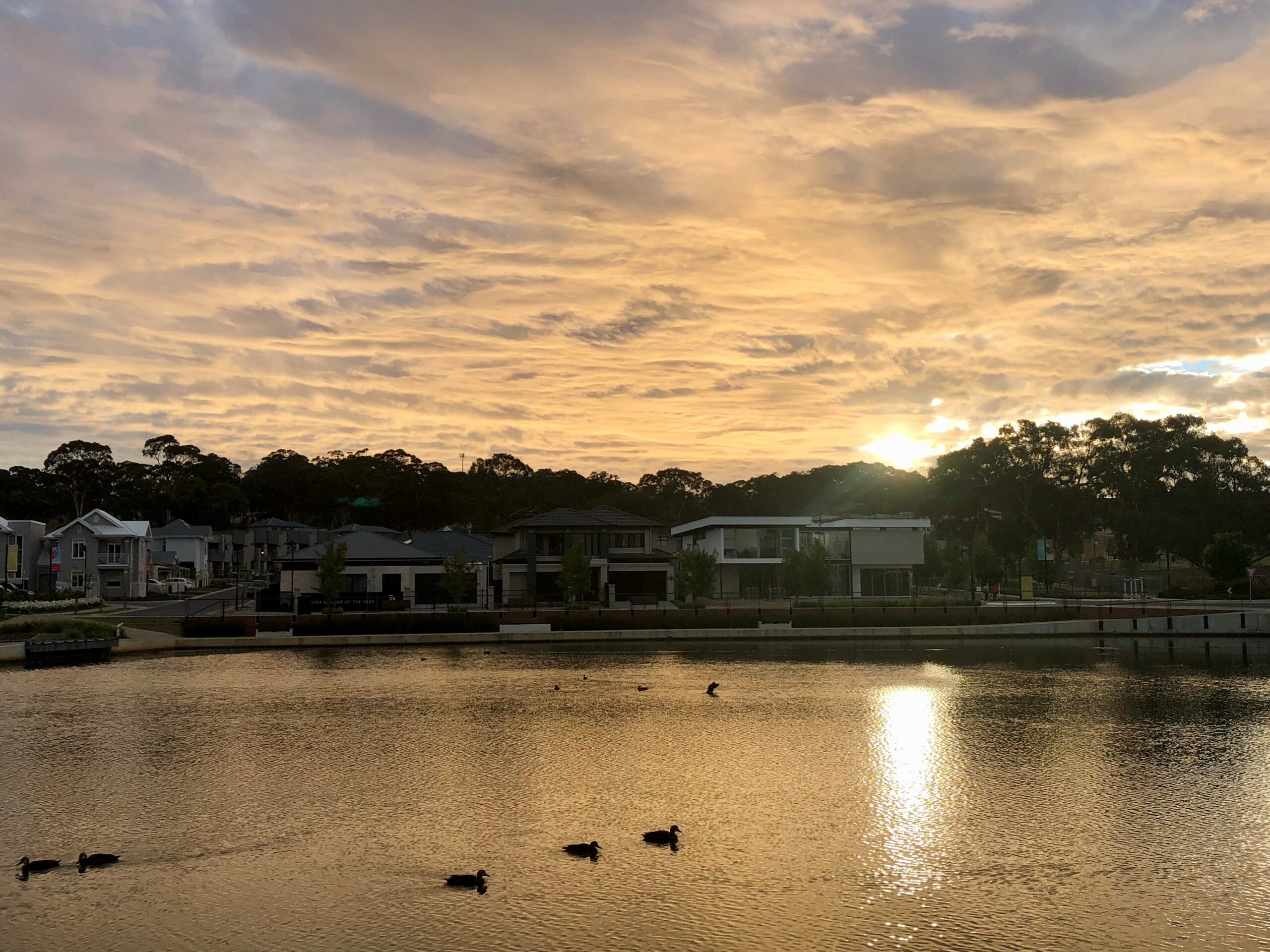 sunset over lake